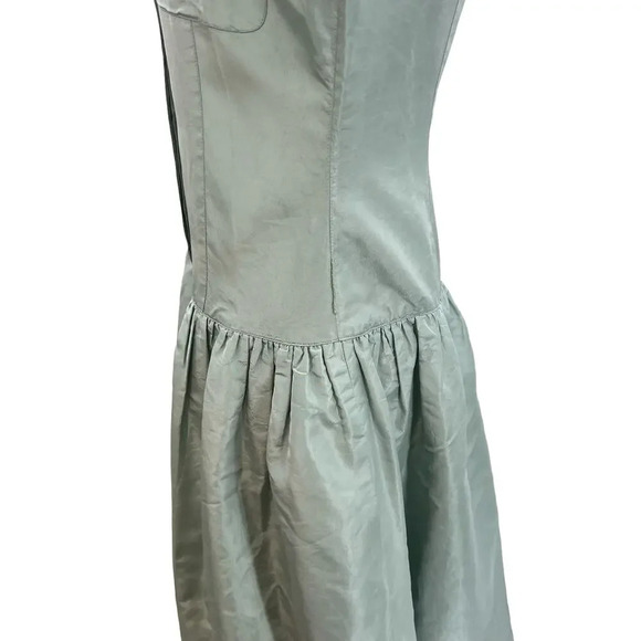 Rickie Freeman for Teri Jon Teal Blue Green Drop Waist Shirtdress Silk Size‎ 10 - Picture 8 of 13